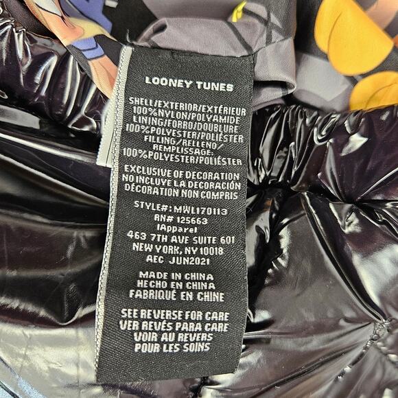 Members Only Space Jam Looney Tunes HiShine Black Puffer Jacket Large Lola Bunny - Picture 14 of 16